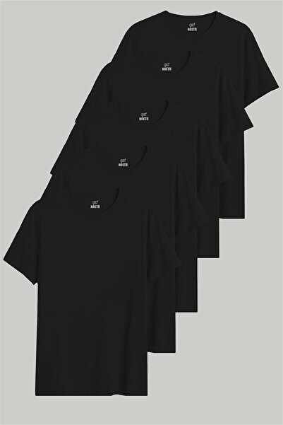 noetr Erkek 5li Kısa Kollu Bol Bisiklet Yaka Basic Tişört