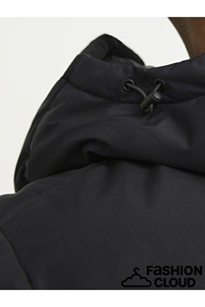 Jack & Jones Men's Black Jjebradley Puffer Hood Sn Coat 12256974-Black