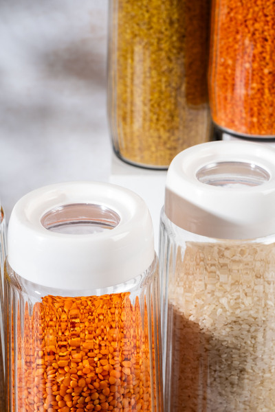 Homekolik Set of 12 Long Glass Jars with White Lids 1500 ml - Storage Container Set for Legumes/Pasta/Flour-Sugar