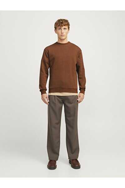 Jack & Jones Ανδρικό φούτερ Kahve2 Jjebradley Sweat Crew Noos 12249341-Mochabisq