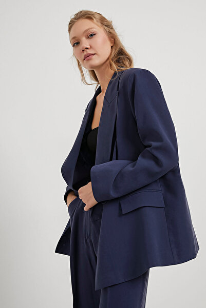 Arma Life Women's Premium Basic Oversize Navy Blue Blazer Jacket