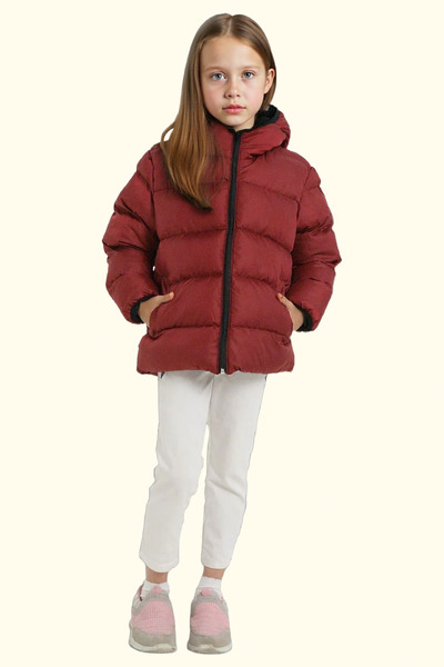 freemen Çocuk Bordo Polarlı Kürklü Kapüşonlu Su Geçirmez Rüzgara Dayanıklı Şişme Kışlık Mont