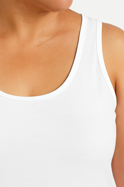 HNX Tricot de corp de damă cu bretele groase din bumbac alb