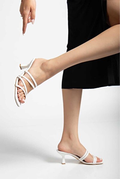 CHICELLA Jolie White Short Heeled Women's Slippers