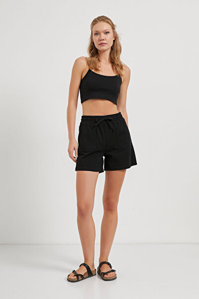 Arma Life Kadın Beli Lastikli Yazlık Basic Siyah Mini Şort