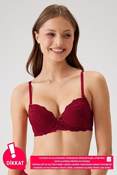 Pierre Cardin Γυναικείο σουτιέν μπορντό 6201 Milan Underwire Push Up Lace (TAK - REMOVAL STRAP)