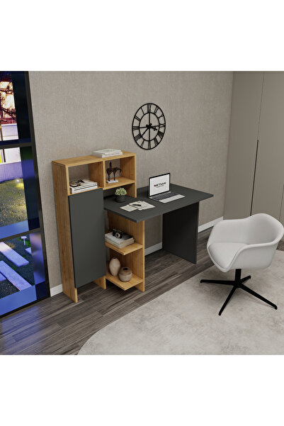 ARNETTİ Buğra Dolaplı Çalışma Masası – Antrasit & Safirmeşe, Bilgisayar Masası