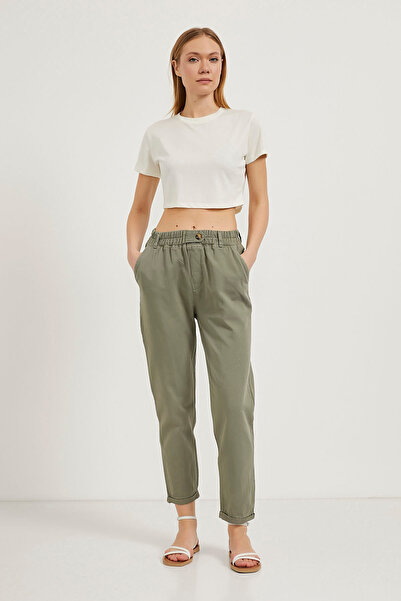 Arma Life Women's Elastic Waist Double Leg Loose Khaki Trousers