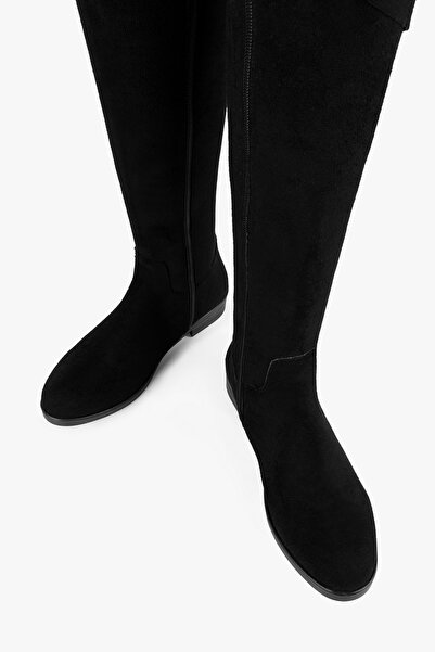 Shoeberry Női Meroni fekete velúr csatos csizma fekete velúr