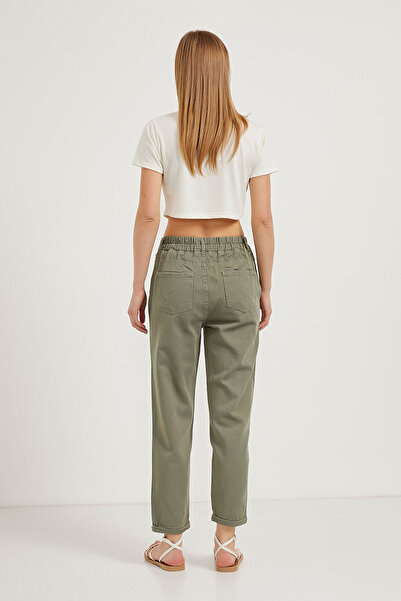 Arma Life Women's Elastic Waist Double Leg Loose Khaki Trousers