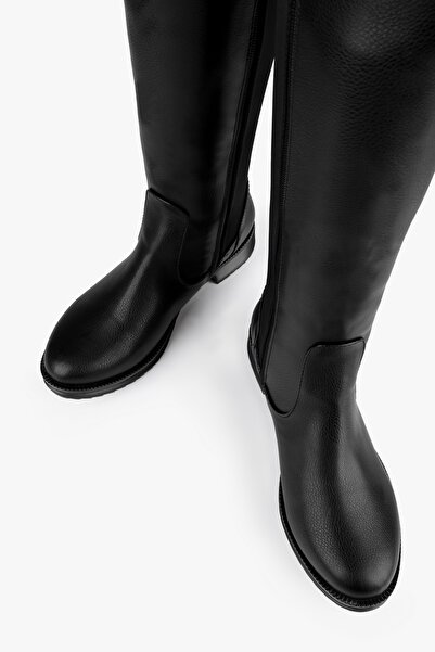 Shoeberry Női Justine fekete bőr cipzáras csizma fekete bőr