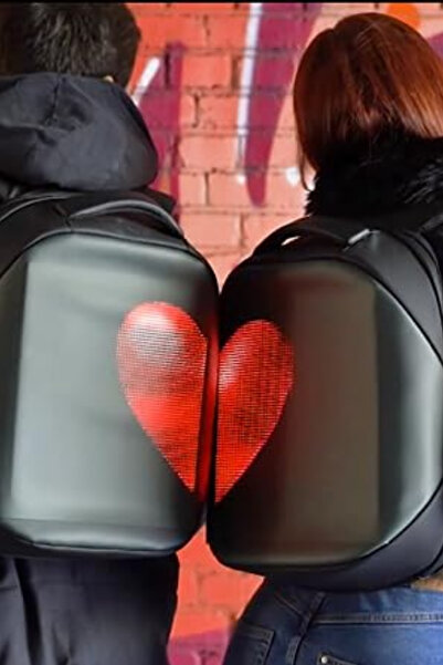 Wearfitpro LED Ekranlı Sırt Çantası Bluetooth APP Kontrollü Kişiselleştirilebilir LED Ekranlı Sırt Çanta Siyah