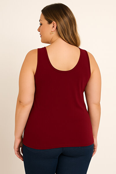 HNX Claret Red Cotton Plus Size Thick Strap Women's Undershirt