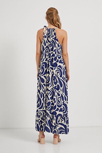 Arma Life Rochie lungă albastră cu model de vară pentru femei