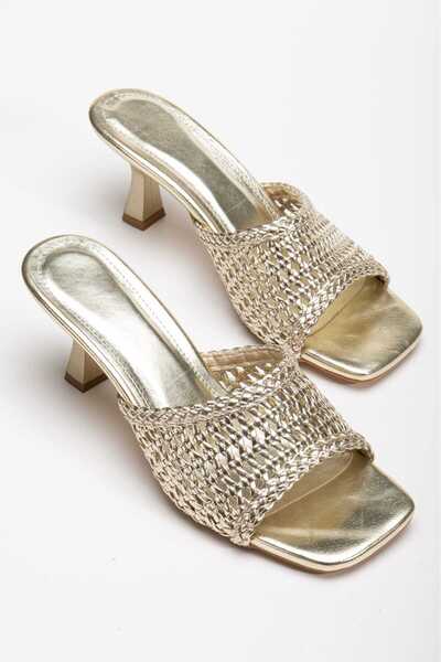 CHİCELLA SHOES Leonei Women's Slippers with Gold Knit Detail