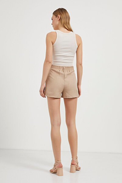 Arma Life Women's Summer Elastic Waist Woven Stone Mini Shorts