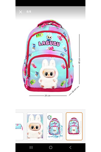 YKLİFE LABUBU FİGURLÜ 3 LÜ İLK OKUL KIZ SIRT ÇANTASI