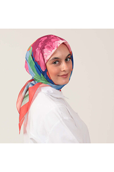 ipekistanbul Eșarfă din mătase de bumbac - Model trandafir - Cărămidă