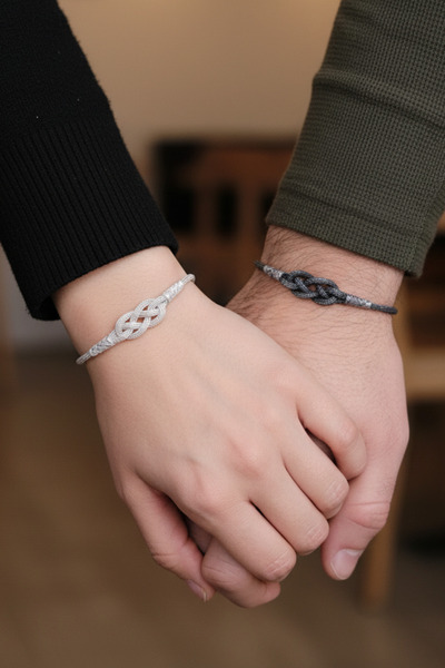 Piyera Silver Sevgili Kombini Kazaziye Kördüğüm Aşk Gümüş Bileklik