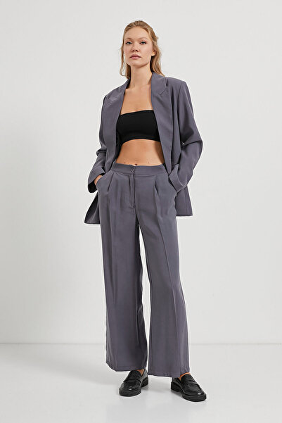 Arma Life Γυναικείο παντελόνι με πλισέ σε στυλ γραφείου, φαρδύ καπνιστό παντε...