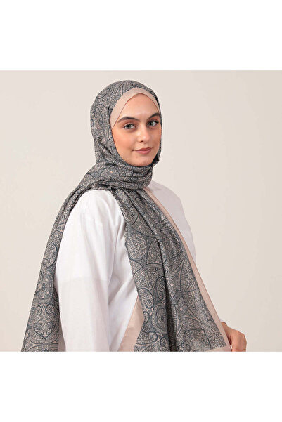 ipekistanbul Βαμβακερό μεταξωτό σάλι - Μοτίβο χέννας - Μπλε βιζόν