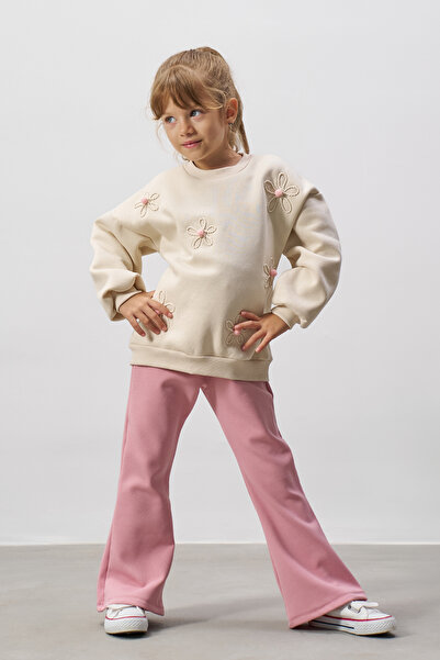 Minipodyum Set de top pentru fete cu pantaloni spaniole cu pompon brodat cu f...