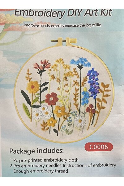 EleganTShoP Elegant Kanaviçe Baskılı Etamin Kiti (iplik, iğne, kumaş) 15*15 c...