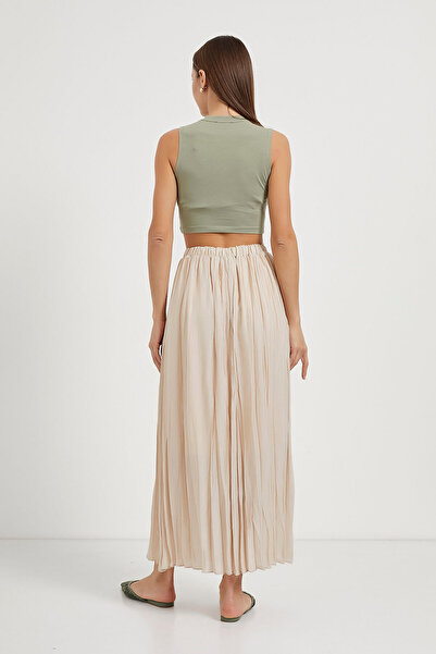 Arma Life Women's Elastic Waist Summer Cream Long Skirt