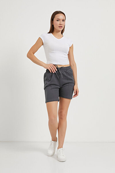 Arma Life Kadın Beli Lastik Yazlık Iki Iplik Antrasit Mini Şort