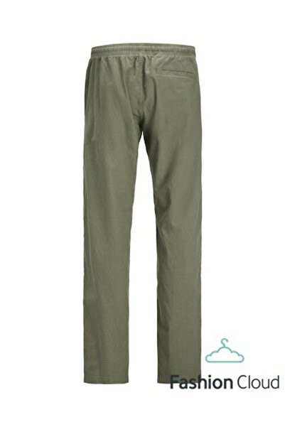 Jack & Jones Men's Green Jpstkane Summer Linen Blend Jogger Sn Pants 12248606-Dustyoliv