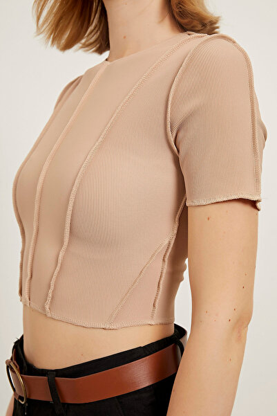 Arma Life Women's Tight Reverse Stitching Short Sleeve Stone Crop Body