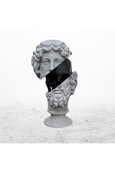 Three Dittle Birds Zeus ve Kurukafa Büst - Siyah Detaylı Dekoratif Heykel Figür