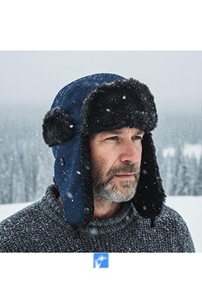 Kardelen Butik Denizli %70 Cotton %30 Acrylıc, Kürklü Rus Pilot Şapka ( Kadın ve Erkekler İçin )