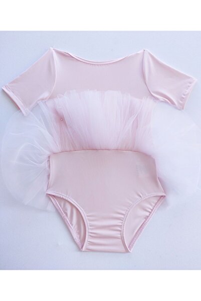LULLY KİDS Kız Çocuk Pembe Jimnastik Bale Tütü Etekli Mayo