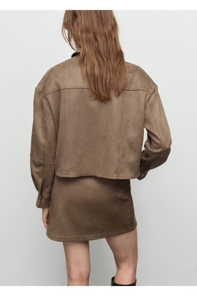 MANGO Woman Deri görünümlü cepli ceket