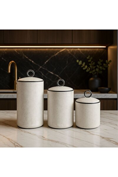 YzHome 3 Size White Porcelain Jar - Vacuum Lid Storage Container