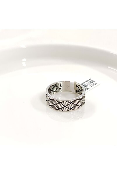 Güler Yüzlü Silver 7,70 MM GÜMÜŞ ÖRGÜ DESENLİ OKSİTLİ ALYANS YÜZÜK - 19