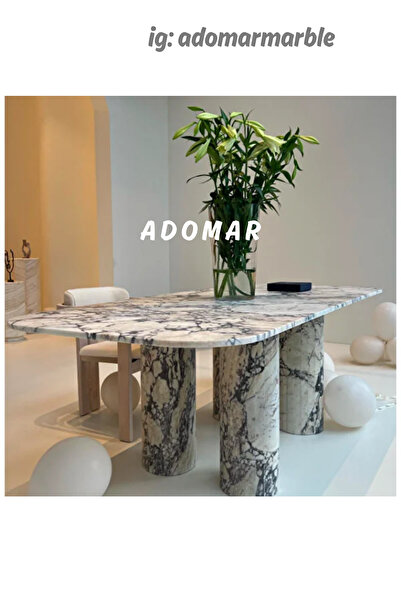 adomarmarblehandmadeandluxury Menekşe Yemek Masası, Gerçek Mermer Masa, Calac...