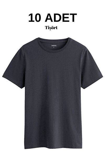 DK DAKSEL Tricou de bază pentru bărbați, cu mânecă scurtă, cu gât rotund, din...