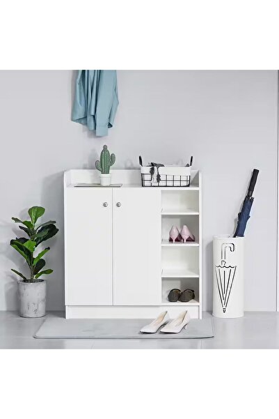 YURKUR MOBİLYA Ayakkabı dolabı ayakkabılık koridor dolabı 4 bölmeli vitrin