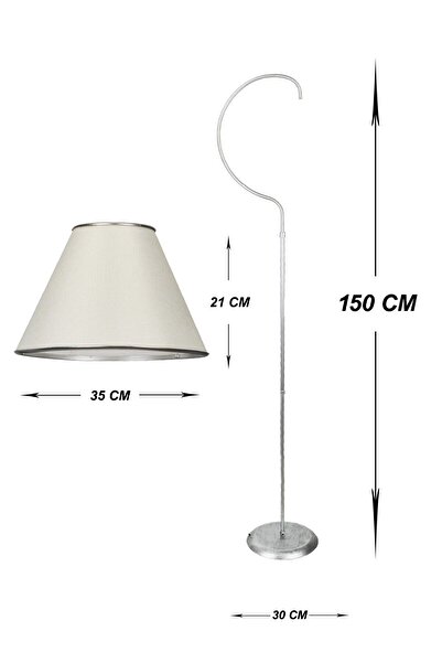 VENON Güven Avize Lambader Holo Elips Gümüş Patine (silver Çember) Krem Şapka