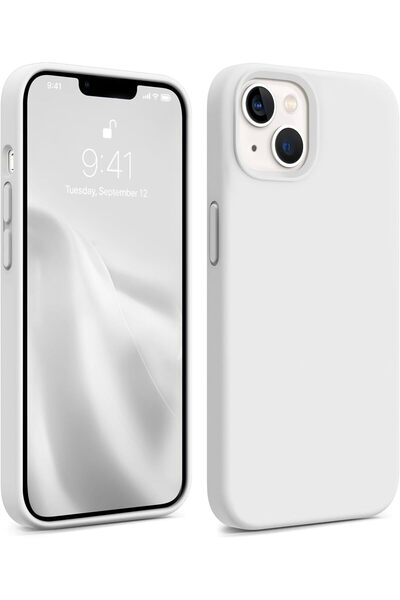 HyperAge iPhone 13 / 14 Case Inside Velvet Camera Raised Launch Silicone Cover White