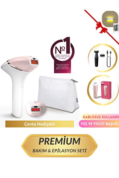 Philips PREMİUM Kablosuz Yüz, Vücüt ve Hassas Bölge Bakım & Akıllı Lazer Avantaj Epilasyon Seti