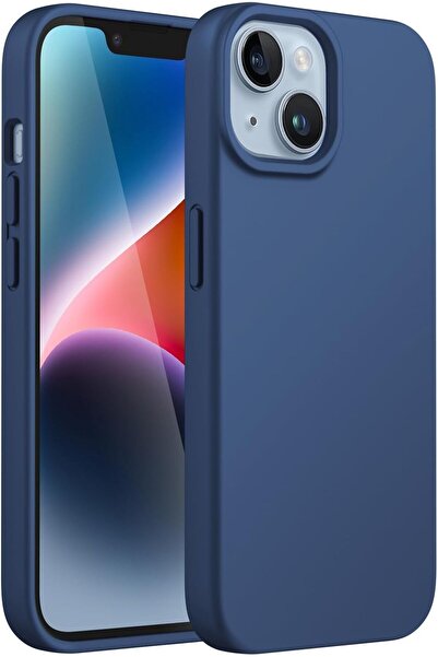 HyperAge غطاء سيليكون لآيفون 13 / 14 مع حماية للكاميرا من الداخل، لون أزرق بت...