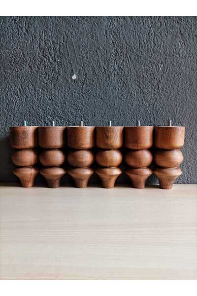 Dijital Bazar DİJİTAL BAZAR 12 CM İNCİ CEVİZ 6 LI TORNA AYAK AHŞAP AYAK