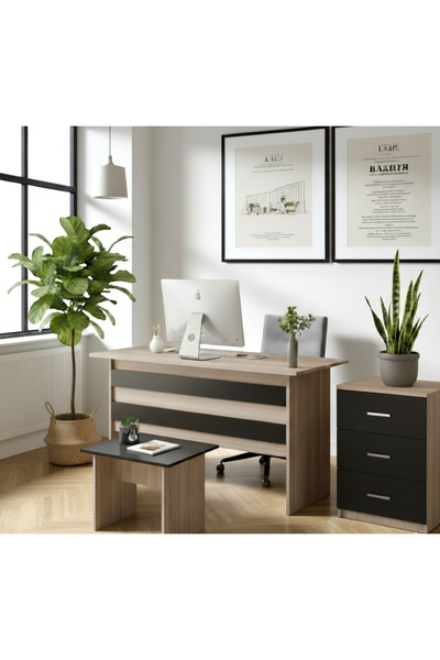 Robin Home Verona Abc Ofis Büro Masa Takımı Meşe-siyah