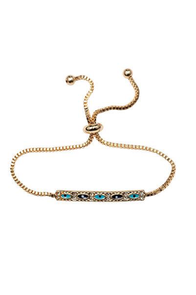 Bijuty سوار نسائي من الزجاج الملون - لون ذهبي - (مع هدية مفاجئة)