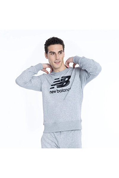New Balance Nb Lifestyle Men Sweatshirt Gray Melange Men's Sweatshirt Mtc1105