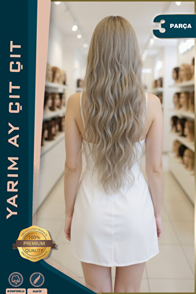 KONAK PERUK Fiber Synthetic Fluffy Wavy Half Moon + 2 Side Snaps - Honey Foam Platinum Relief