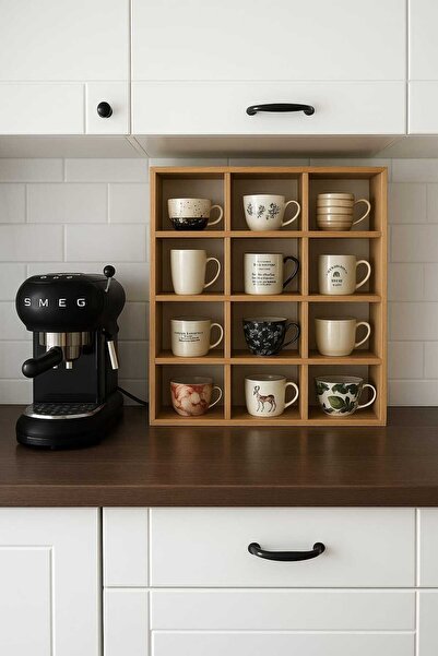 IŞIKLAR GRUP AHŞAP KUPA RAFI & DEKORATİF BARDAK RAFI & MUTFAK ORGANİZER